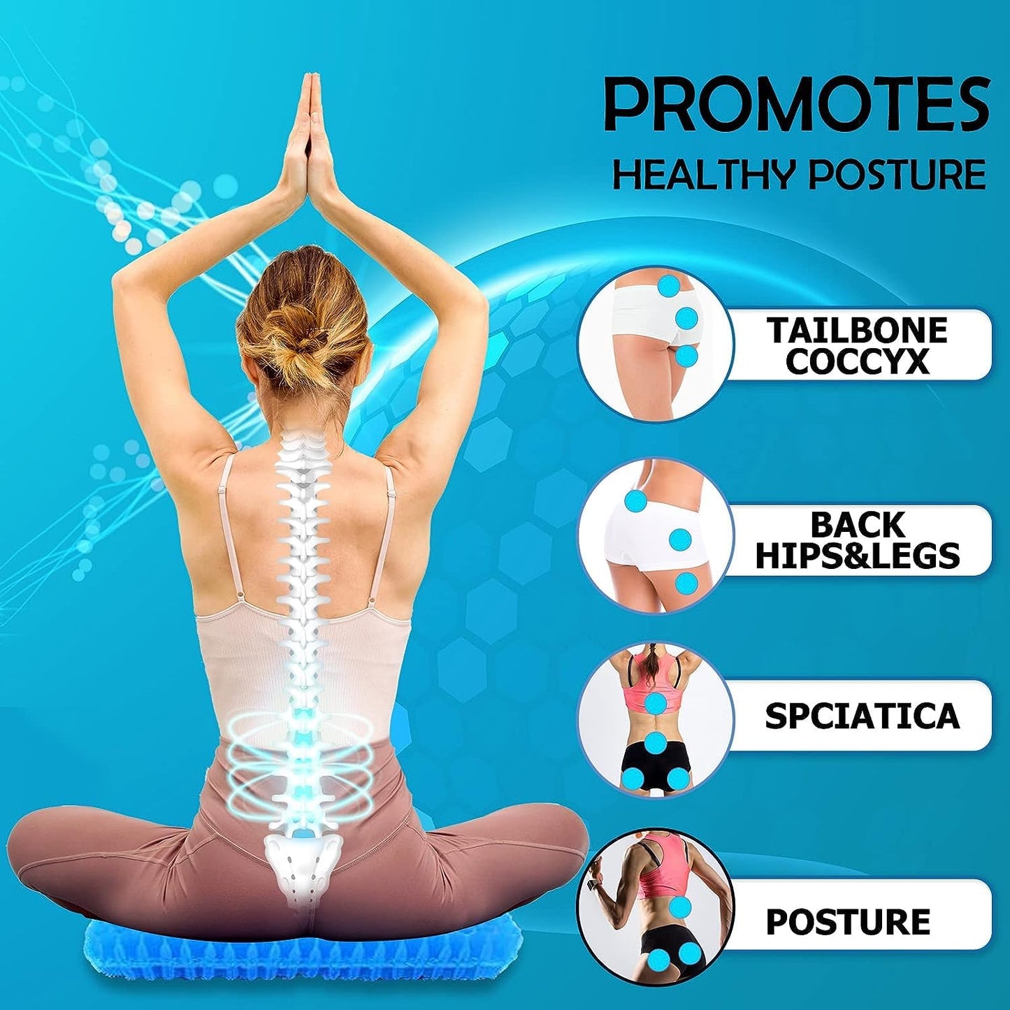 Arkis™ Orthopedic Gel Seat Cushion – Pressure Relief for Office Chair, Car Seat & Wheelchair