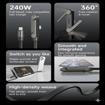 Arkis™ ChargeMate Pro 240W | Foldable Adjustable Phone Stand with Fast Charging Support