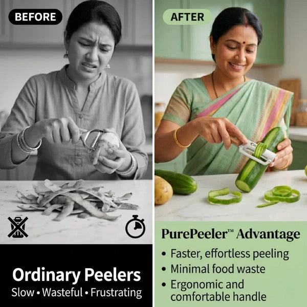 Arkis™ SmartPeel Pro | 2-in-1 Vegetable Peeler with Wooden Handle