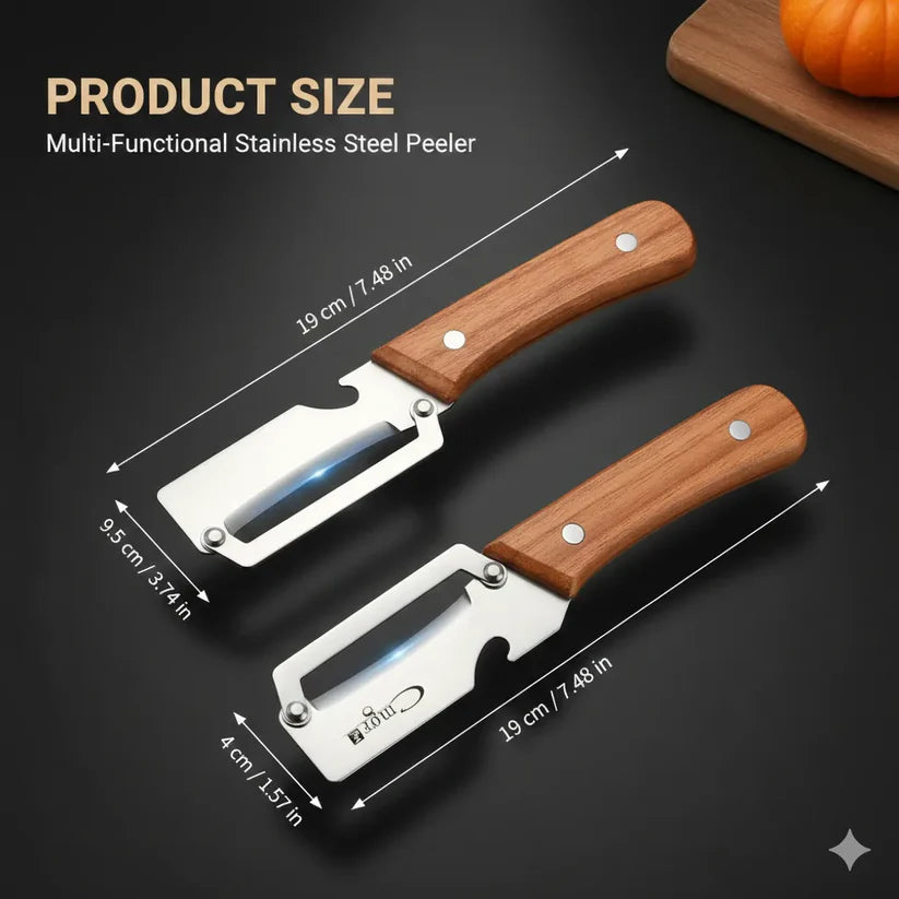 Arkis™ SmartPeel Pro | 2-in-1 Vegetable Peeler with Wooden Handle