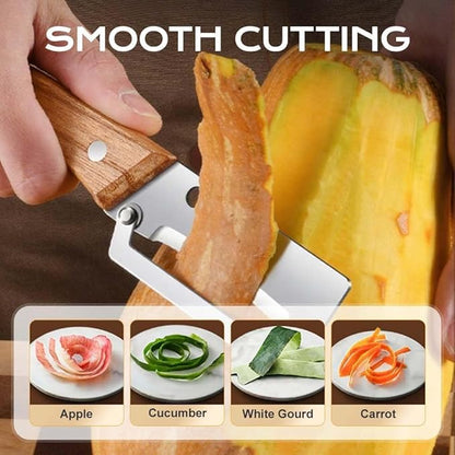 Arkis™ SmartPeel Pro | 2-in-1 Vegetable Peeler with Wooden Handle